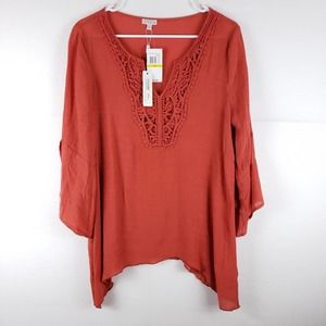 NWT Women's Spense Top Size Medium Boho Orange V Neck